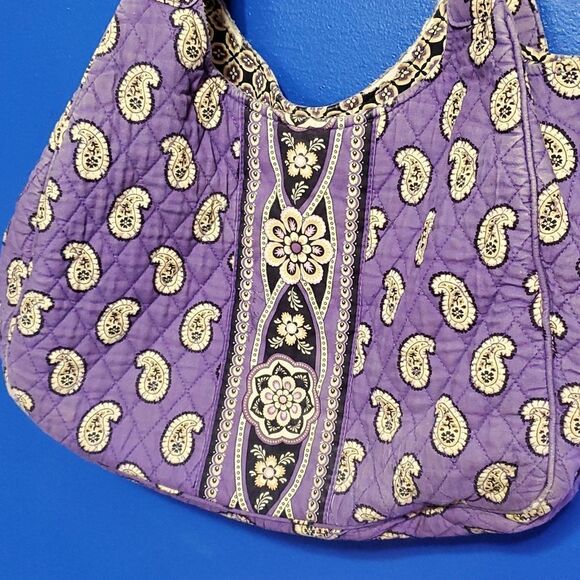 Vera Bradley Quilted Purple Paisley Carry All Shoulder Bag - Picture 4 of 15